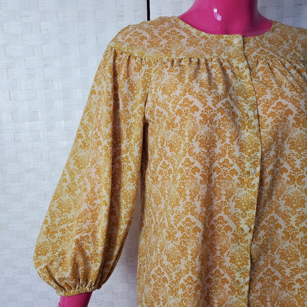 Loft Damask Print Button Front Blouse - image 4